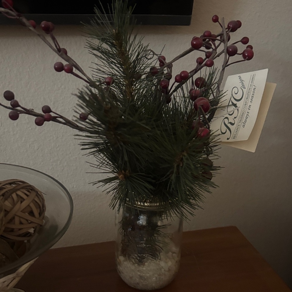 Faux Pine and Berry Arrangement
